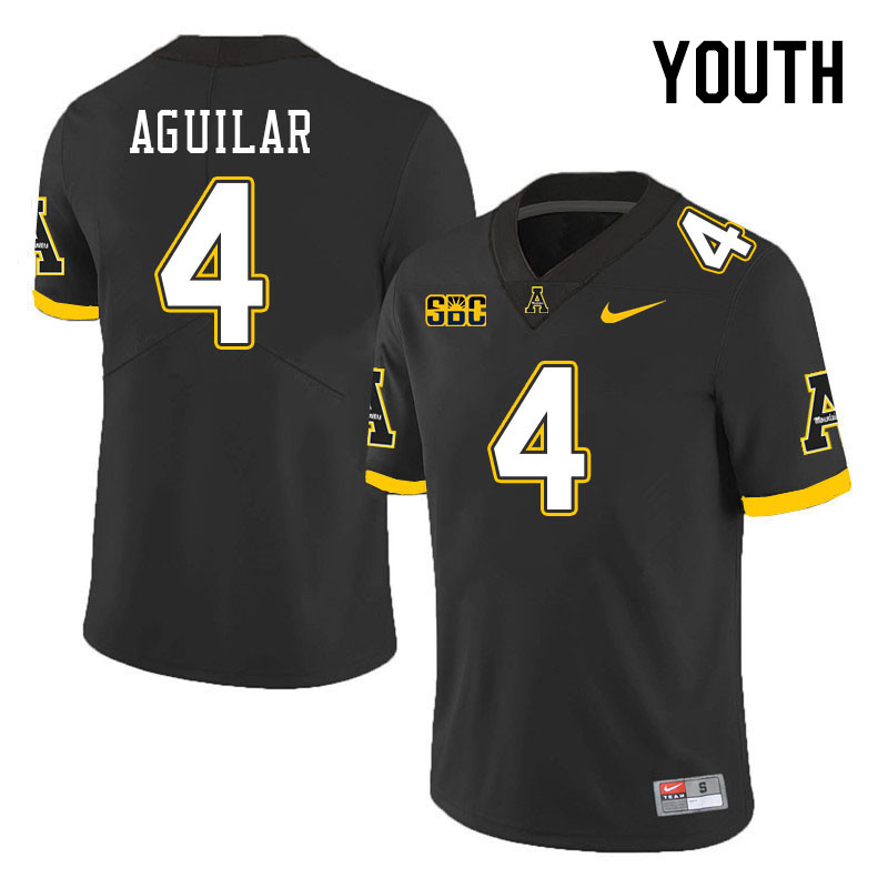 Youth #4 Joey Aguilar Appalachian State Mountaineers College Football Jerseys Stitched Sale-Black